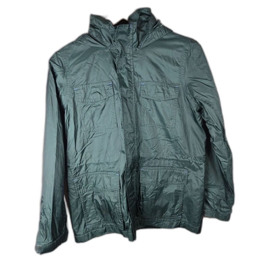 Lands' End Kids Green Windbreaker Fleece Lined Jacket Size Medium